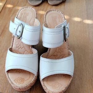 Cream platform sandals